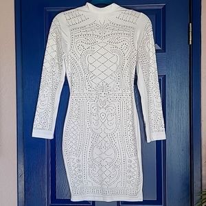White bodycon dress M, studded
